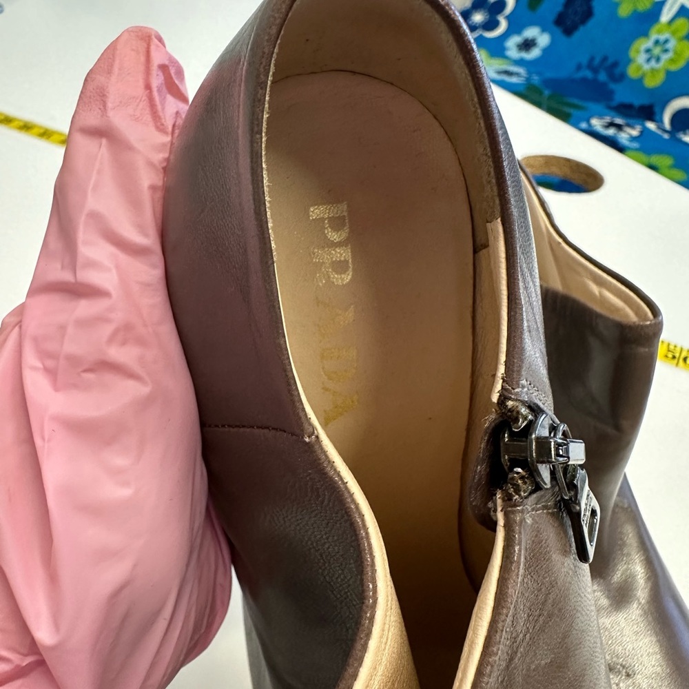 Prada Brown Ankle Booties with Sleek Pointed Toe Size 37 - Picture 6 of 8